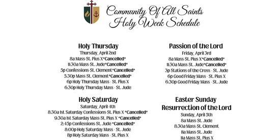 Holy Week Schedule